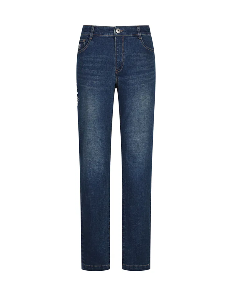 Castelbajac Men's Artwork Point Denim Straight Pants - Indigo