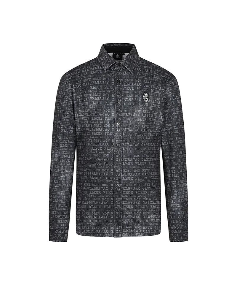 Castelbajac Men's All-Over Logo Lettering Shirt - Black