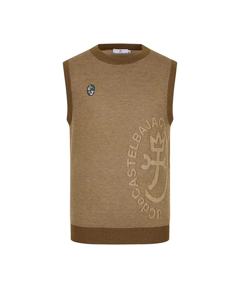 Castelbajac Men's Two-Tone Jacquard Knit Vest - Beige