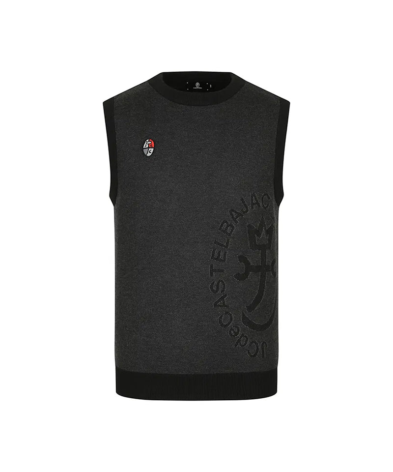 Castelbajac Men's Two-Tone Jacquard Knit Vest - Black