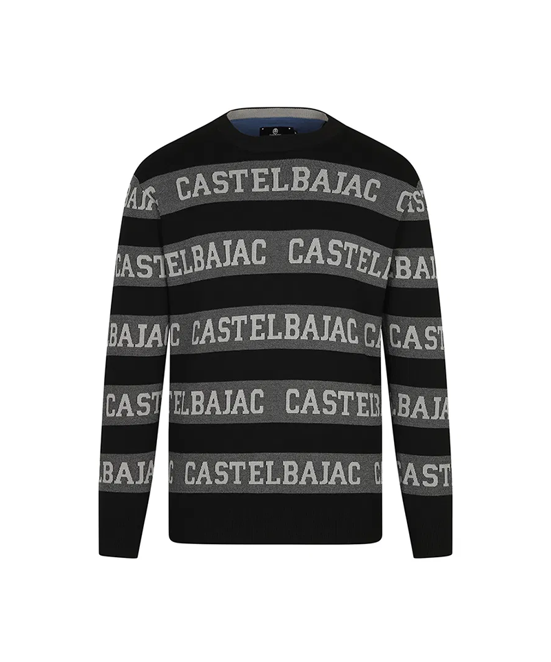 Castelbajac Men's Striped Logo Jacquard Knit - Black