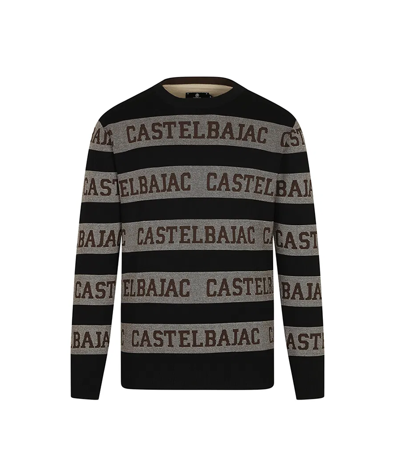 Castelbajac Men's Striped Logo Jacquard Knit - Brown