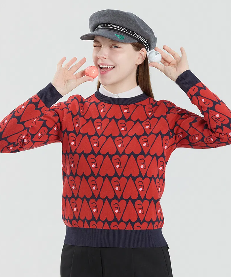 Castelbajac Women's Heart Pattern Jacquard Knit - Navy