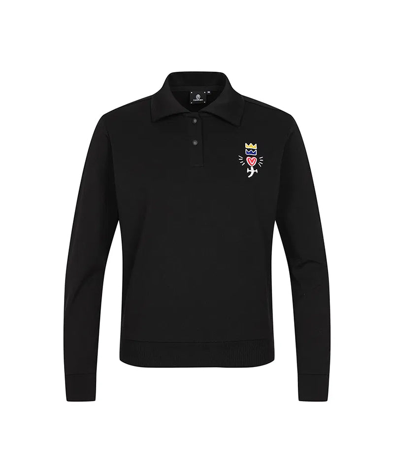 Castelbajac Women's Logo Embroidery Point Collar T-shirt - Black