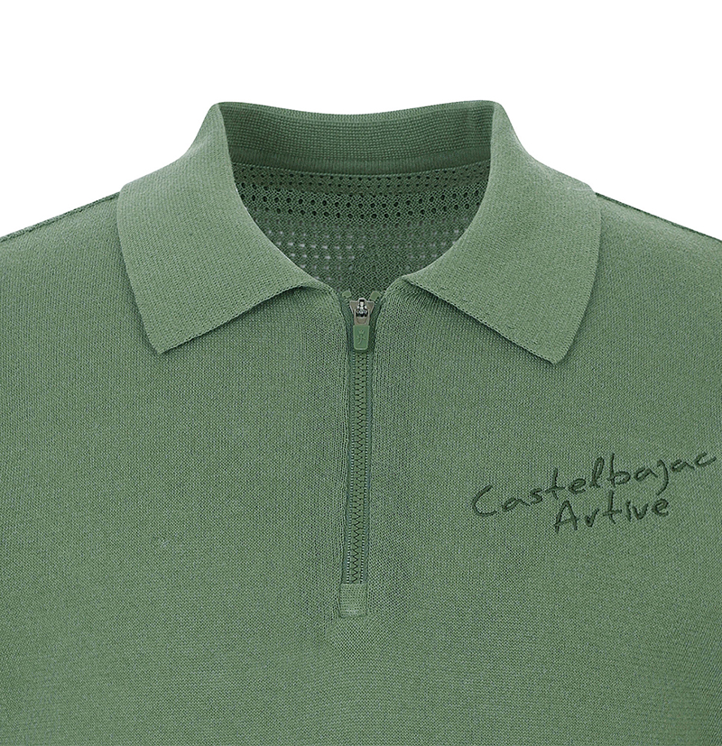 Castelbajac Men's Mesh Collar Half-Zip Short Sleeve Knit - 2 Color Castelbajac Men's Mesh Collar Half-Zip Short Sleeve Knit - 2 Color