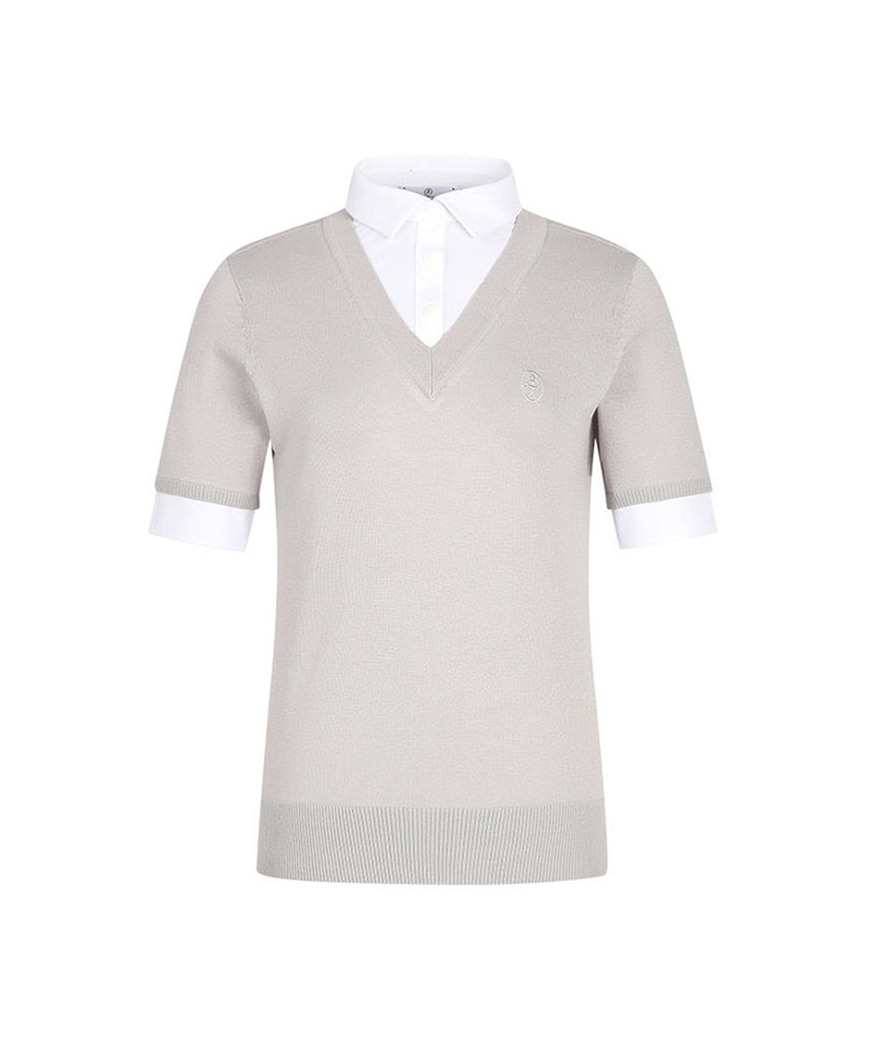 Castelbajac Women's Shirt Layered Color Block Short Sleeve Knit - 2 Colors