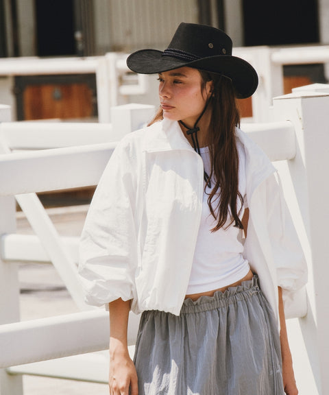 Balloon Sleeve Windbreaker Cloud White