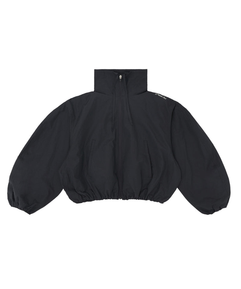 Balloon Sleeve Windbreaker Fuzzy Charcoal