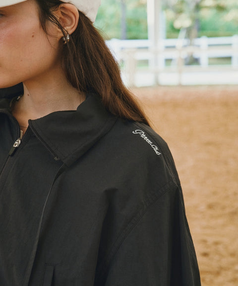Balloon Sleeve Windbreaker Fuzzy Charcoal