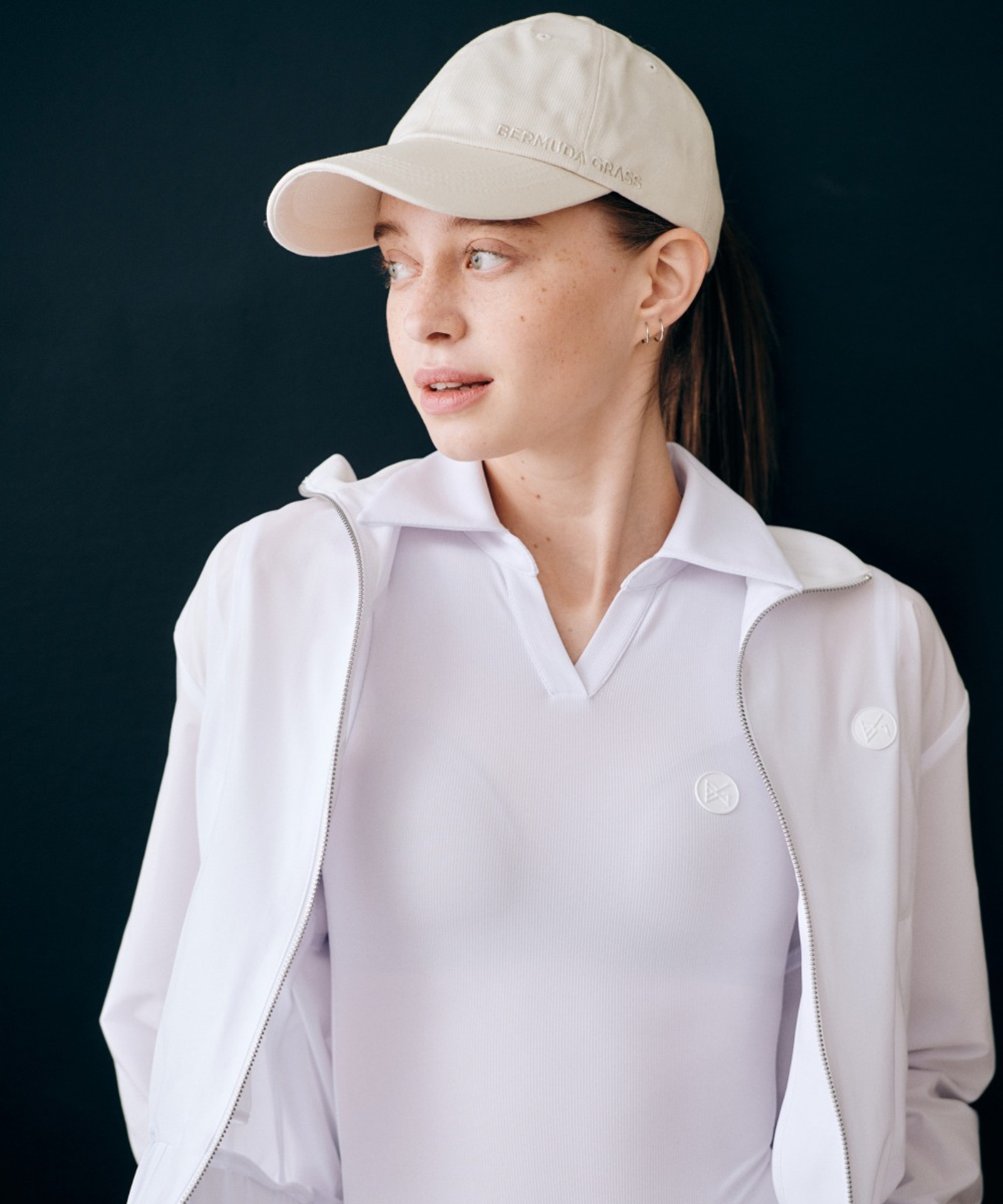 BERMUDA GRASS Basic Embroidered Ball Cap Beige