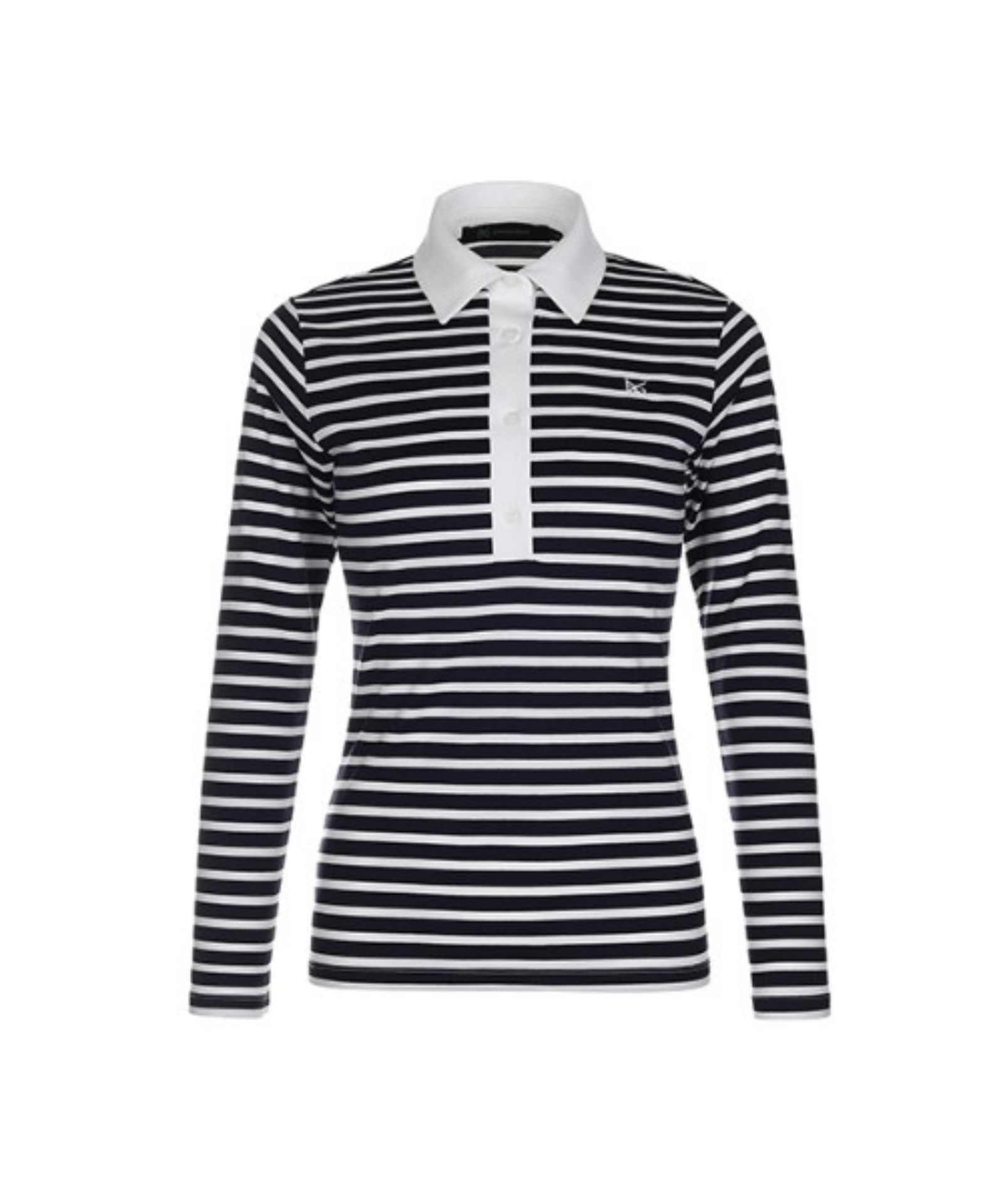BERMUDA GRASS Basic Logo PK T-Shirt Navy Stripe