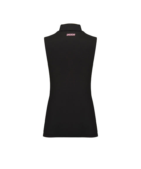 [Warehouse Sale] CHUCUCHU  Front Mesh Half Neck Top - Black