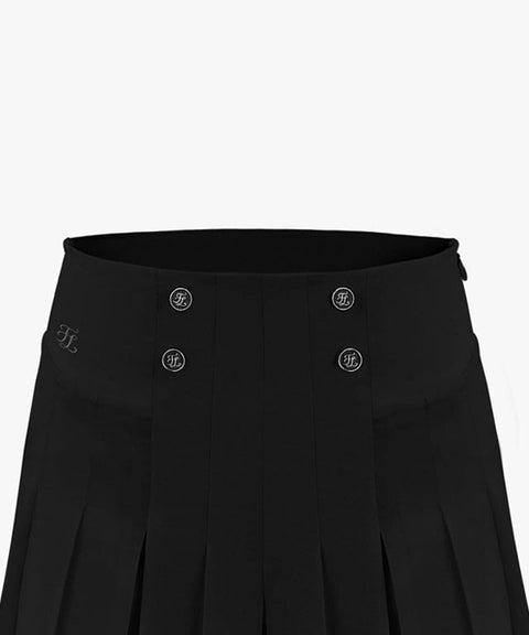 [Warehouse Sale]  FAIRLIAR Pleated Half Long Culottes Pants - Black