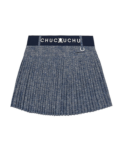 CHUCUCHU Camo Denim Back Pleated Skirt - Denim Blue