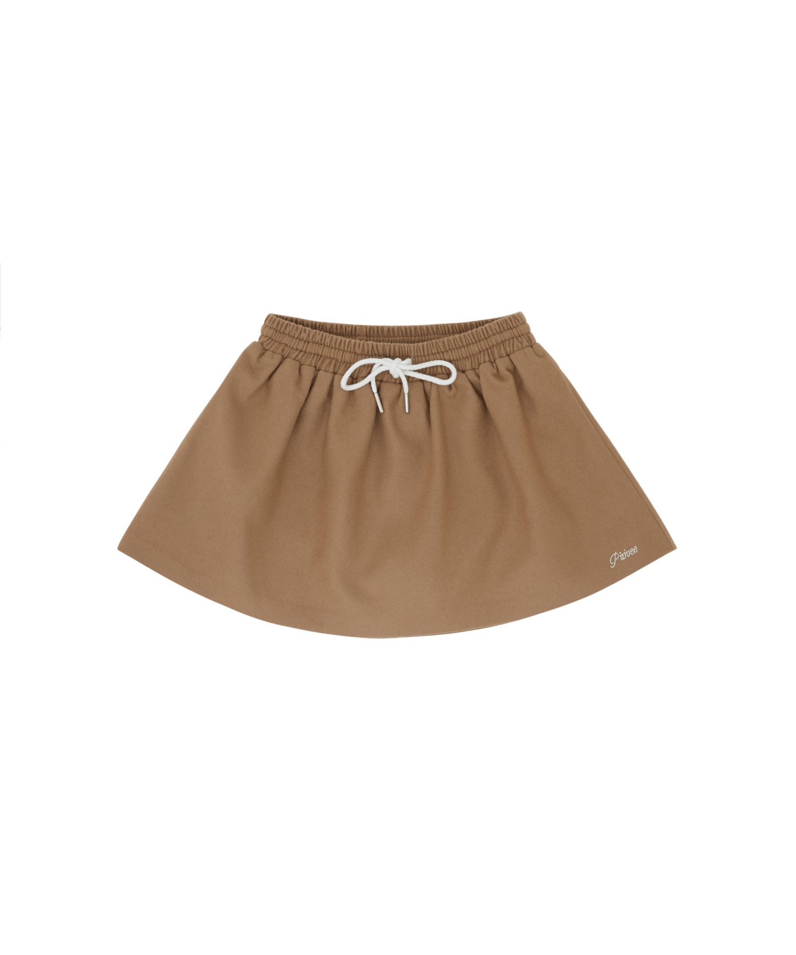 PIV'VEE Cashmere Blend Drawstring Mini Skirt Milk Tea Beige