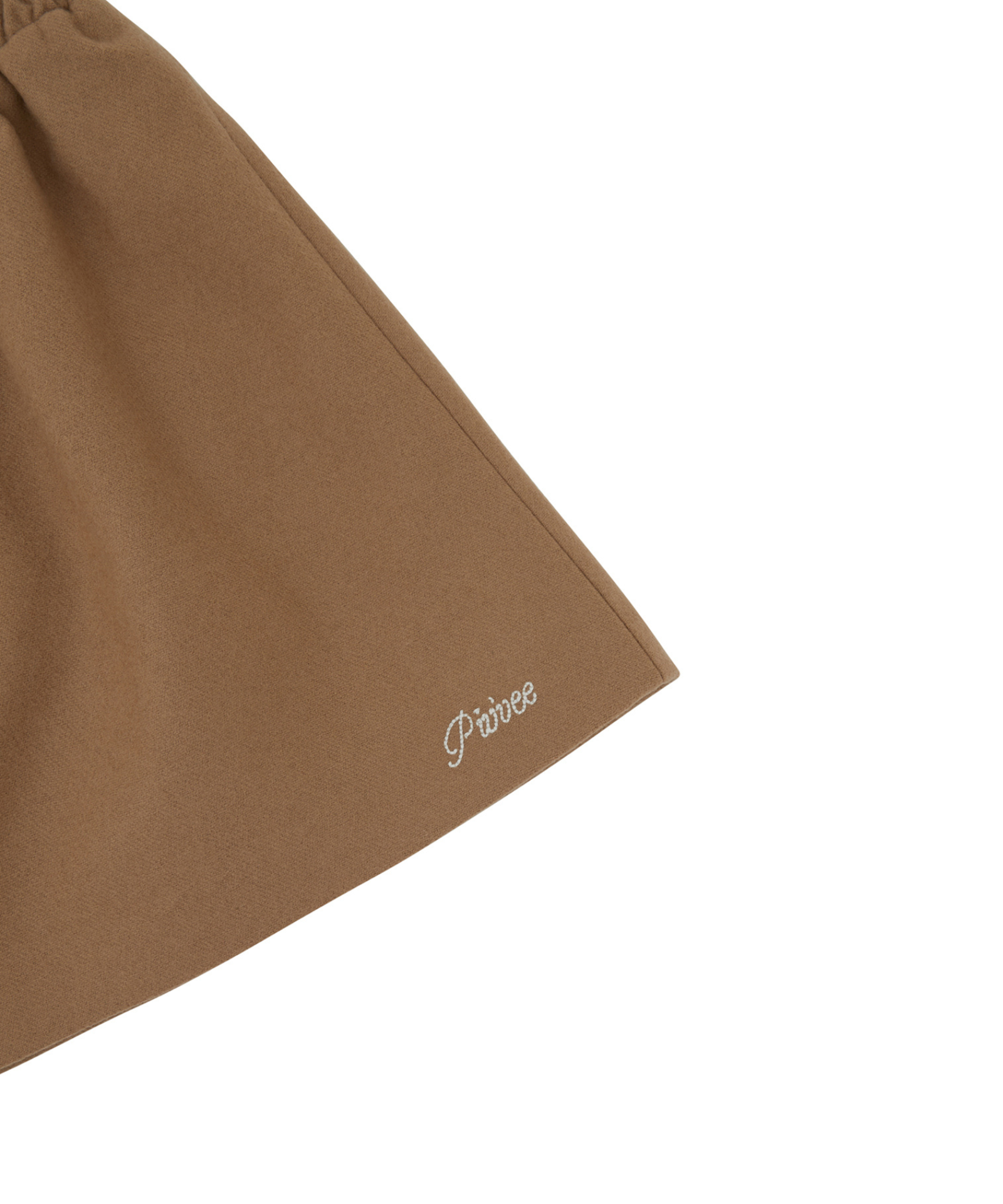 PIV'VEE Cashmere Blend Drawstring Mini Skirt Milk Tea Beige