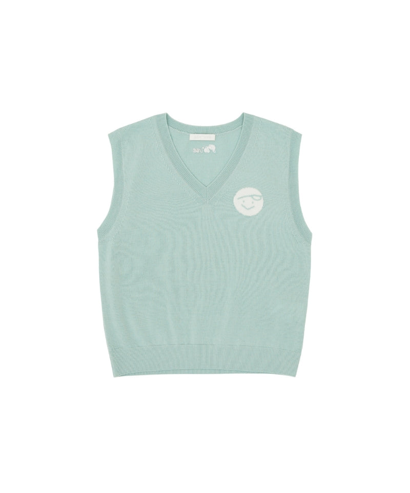Classic V Neck Knit Vest Pistachio Mint