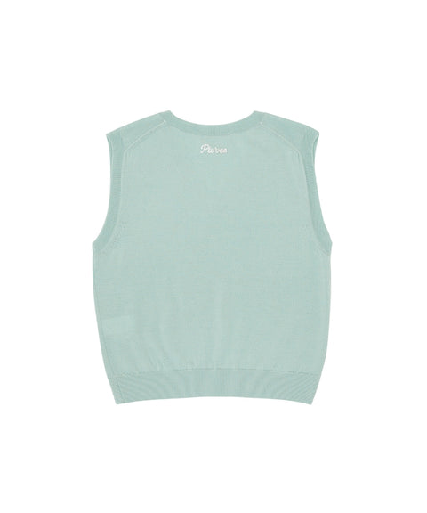 Classic V Neck Knit Vest Pistachio Mint