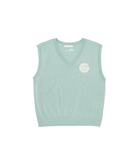 Classic V Neck Knit Vest Pistachio Mint
