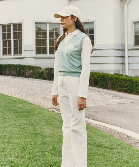 Classic V Neck Knit Vest Pistachio Mint
