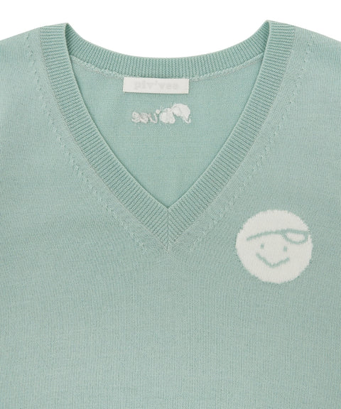 Classic V Neck Knit Vest Pistachio Mint