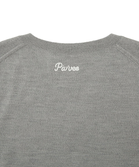 Classic V Neck Knit Vest Snow Gray