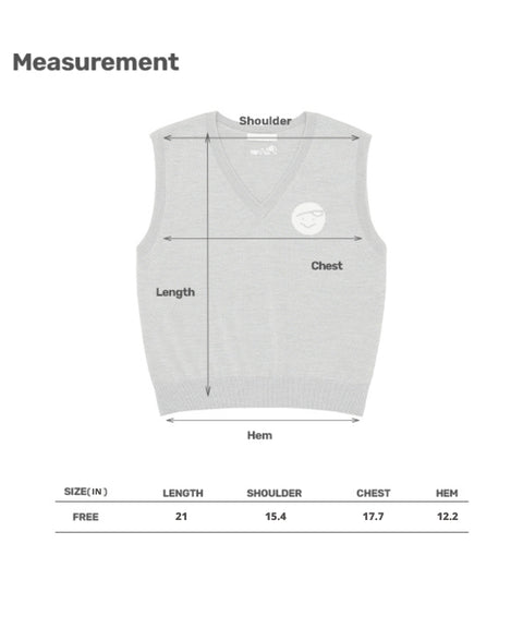 Classic V Neck Knit Vest Snow Gray