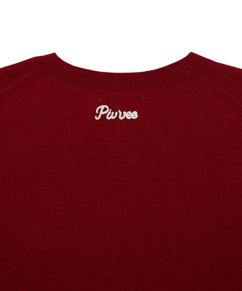 Classic V Neck Knit Vest Wine Red