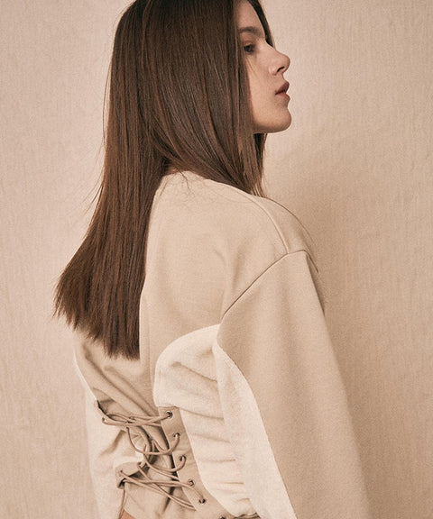 LENUCU Corset Sweatshirt - Beige