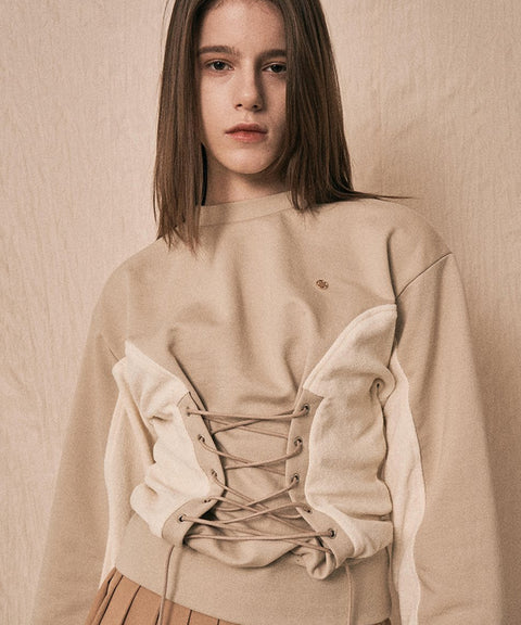 LENUCU Corset Sweatshirt - Beige