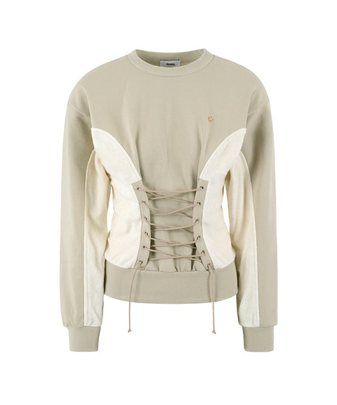 LENUCU Corset Sweatshirt - Beige