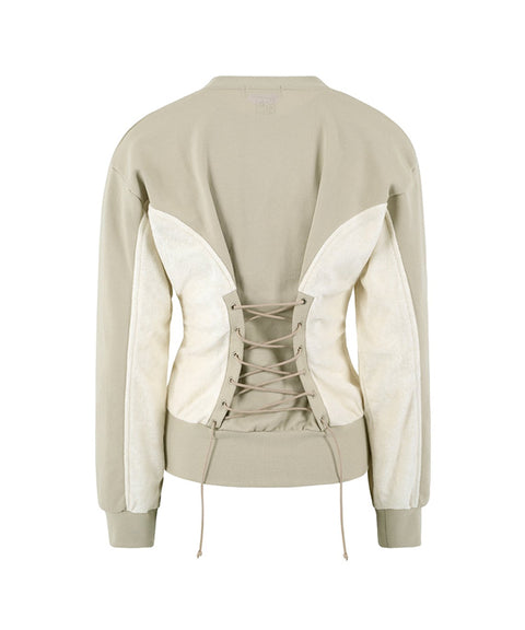 LENUCU Corset Sweatshirt - Beige
