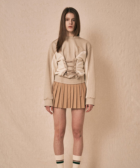 LENUCU Corset Sweatshirt - Beige