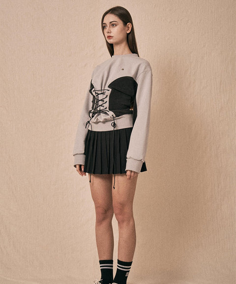 LENUCU Corset Sweatshirt - Grey