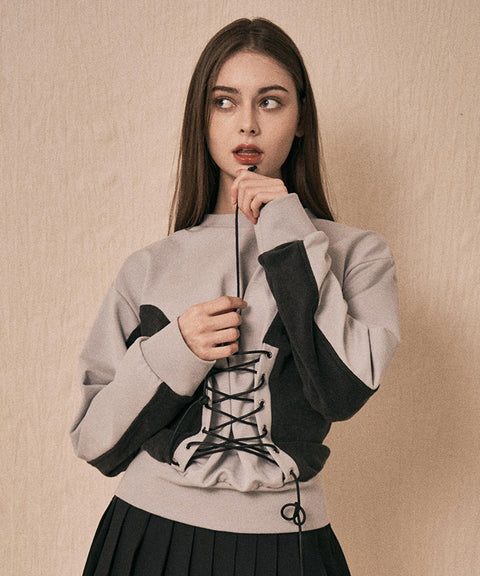 LENUCU Corset Sweatshirt - Grey