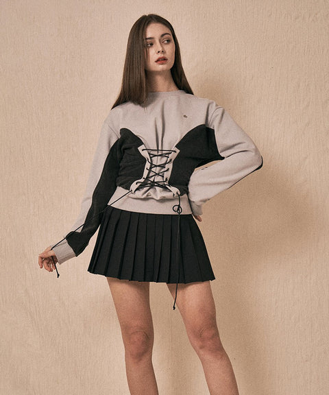 LENUCU Corset Sweatshirt - Grey