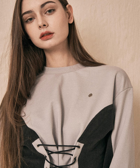 LENUCU Corset Sweatshirt - Grey