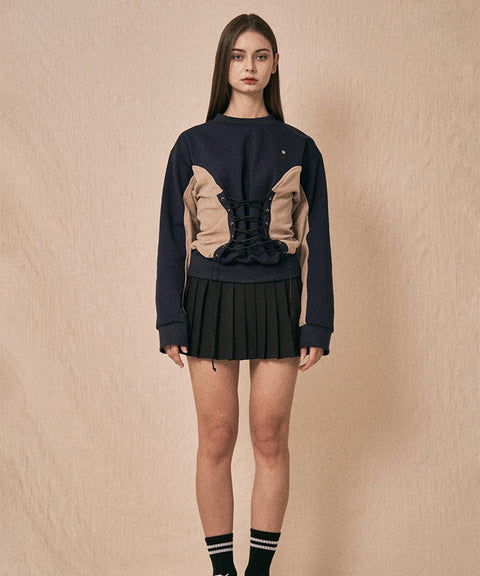 LENUCU Corset Sweatshirt - Navy