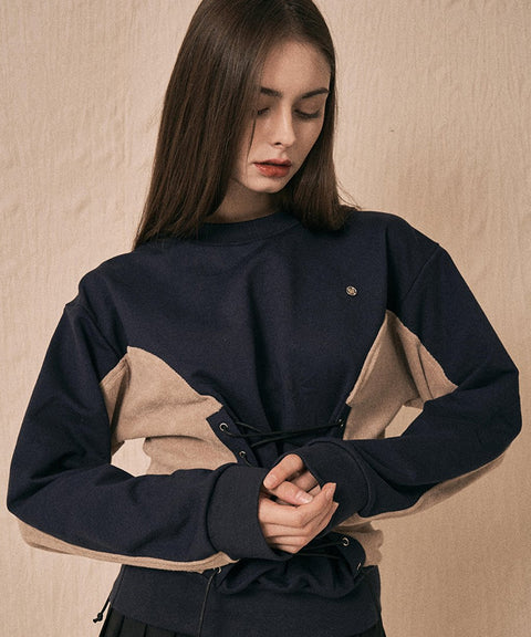LENUCU Corset Sweatshirt - Navy