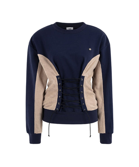 LENUCU Corset Sweatshirt - Navy