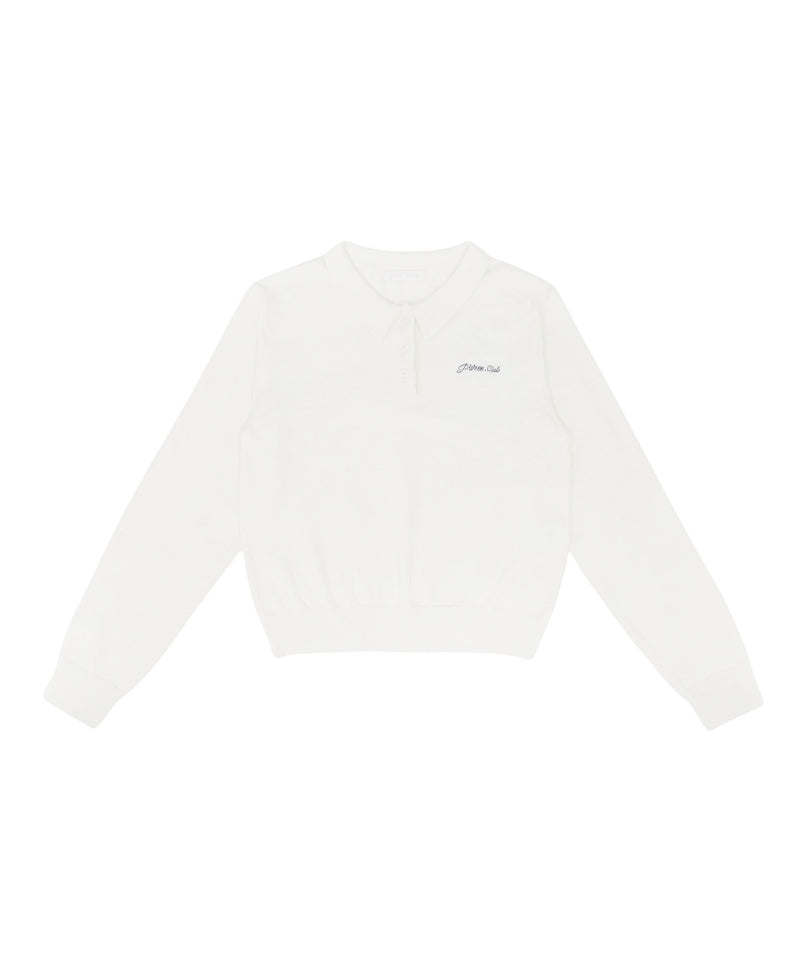 Cotton Cashmere Knit PK Shirt -Cloud White