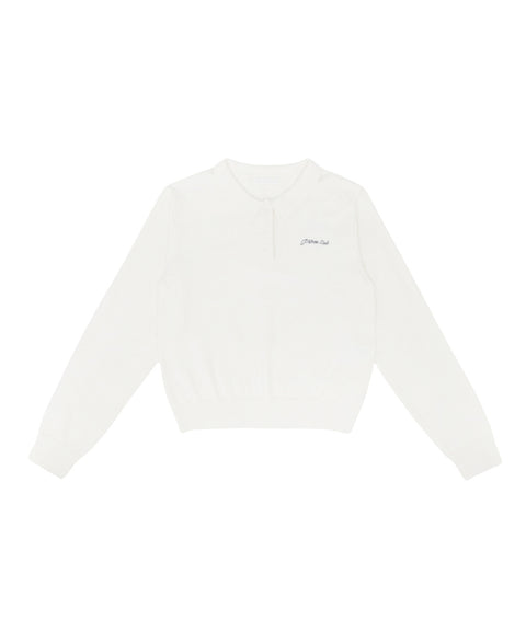 Cotton Cashmere Knit PK Shirt -Cloud White