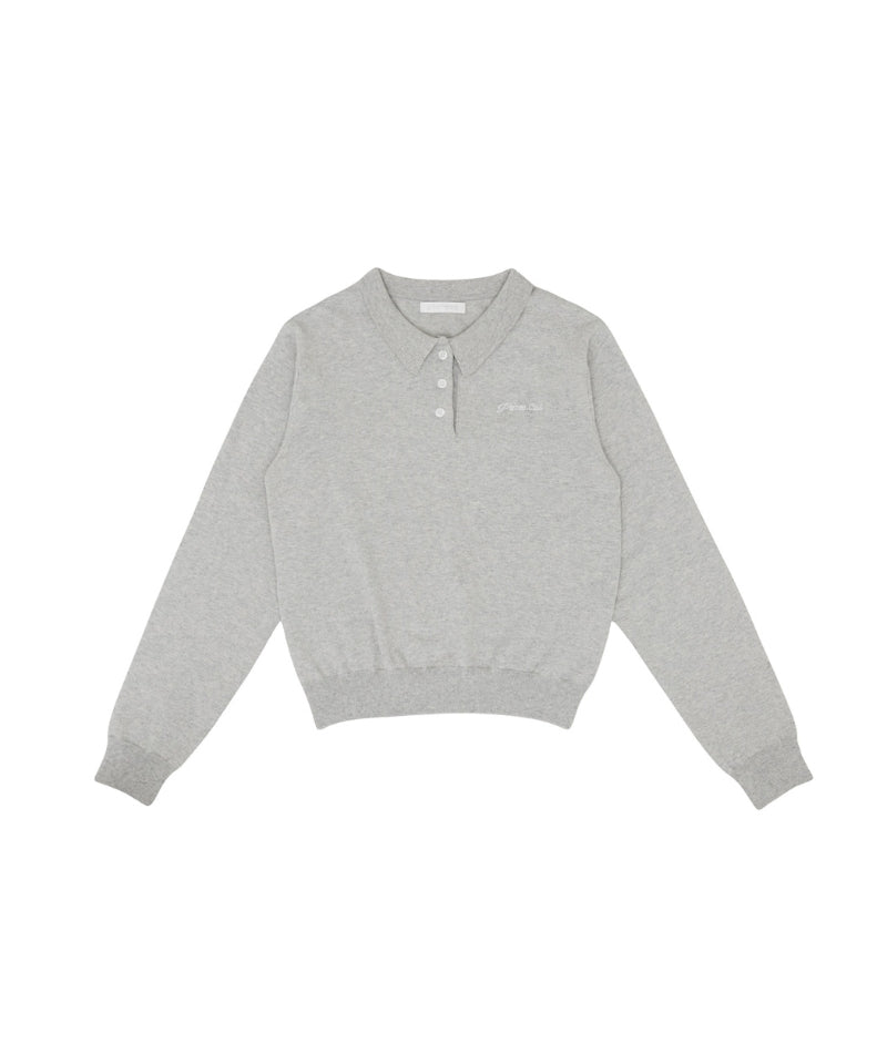 Cotton Cashmere Knit PK Shirt -Snow Gray