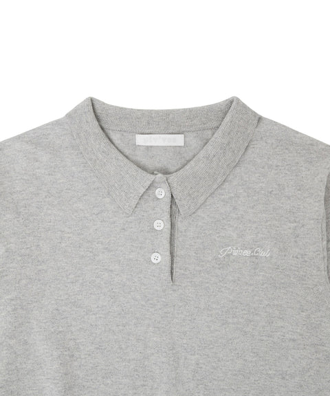 Cotton Cashmere Knit PK Shirt -Snow Gray