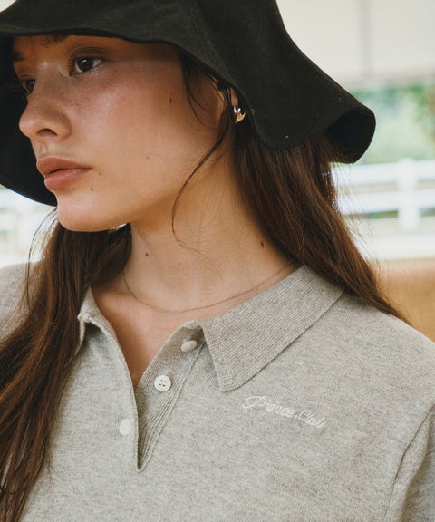 Cotton Cashmere Knit PK Shirt -Wine Red