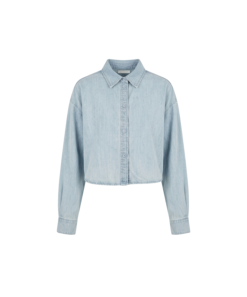 PIV'VEE Denim crop shirt  - Ice Blue