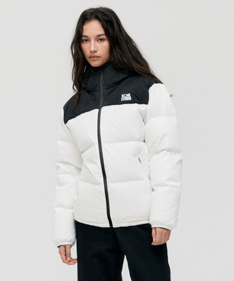 Goal Studio Women's Essential Hooded Puffer Down Jacket - Off White