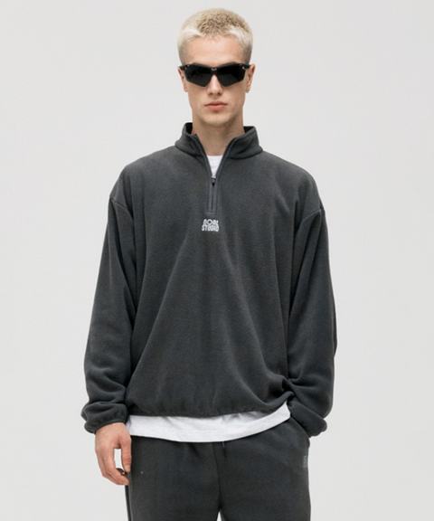 Goal Studio Men's Essential Microfleece Quarter Zip-Up Tee - Charcoal