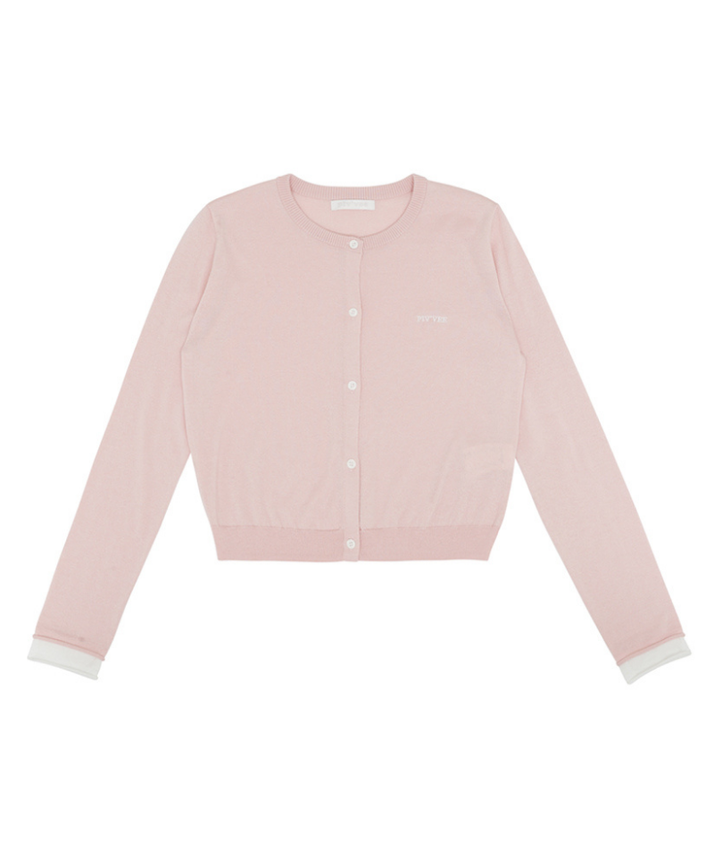 Embroidered Knit Cardigan Peony Pink