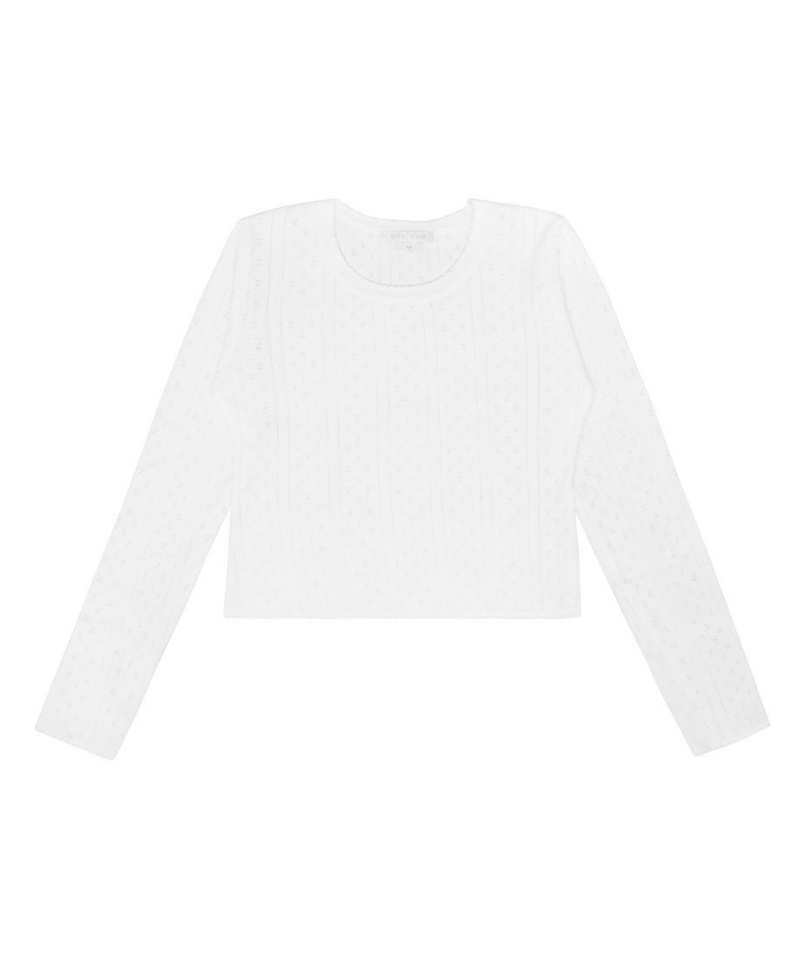 Eyelet Long Sleeve Knit Cloud White